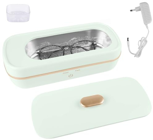 Ultraschallreinigungsgerät, 420ml Ultraschallreiniger mit 2 Modi 48000Hz Brillenreinigungsgerät mit Visualisieren Sie den Deckel für Brillen Ringen Schmuck Zahnprothesen Uhren Münzen