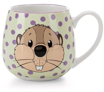 NICI Tasse Biber Harry Woodsnacker & Frosch Fridolin Frog 400ml Porzellan 8x9cm - grün - Teetasse Kaffee-Tasse Porzellantasse Henkeltasse Tasse Mug mit Henkel für Kalt- und Heißgetränke | 62287