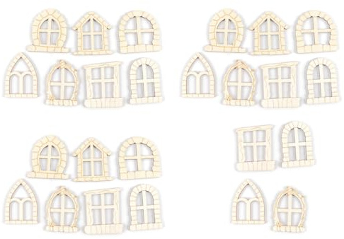 Orivin 25 Stück/Set Miniatur-Holzfenster, handgefertigte, selbst bemalte Mini-Landschaftsdekoration für kreative Außenbereiche