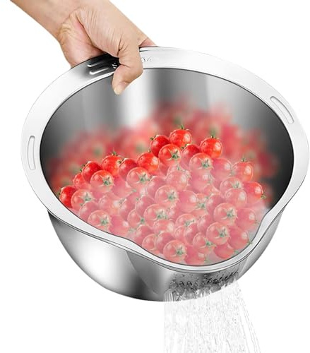 Colador de arroz - Arroz para lavar ardillas | Tazón de filtro de lavado de ardillas | Colador de limpieza de arroz | Tazón de vinagre de fruta de acero inoxidable 304 | Frutas para facilitar el