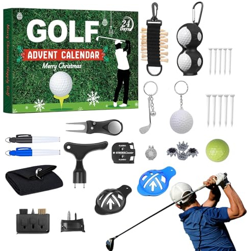 Golf Adventskalender 2025 Für Männer, 24 Tägiger Weihnachts-Countdown Kalender Mit 24 Golfzubehör, 28x30x6cm Weihnachtsgeschenke Für Vater, Ehemann Oder Freund