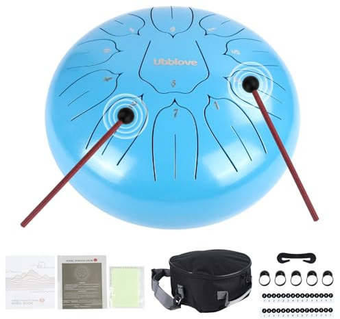 Steel Tongue Drum Instrument für Erwachsene: 10 Zoll 11 Noten Hanpan Drum mit Tasche für Meditation - Percussion Steel Drum für Anfänger Erwachsene Kinder Geschenk (blau)