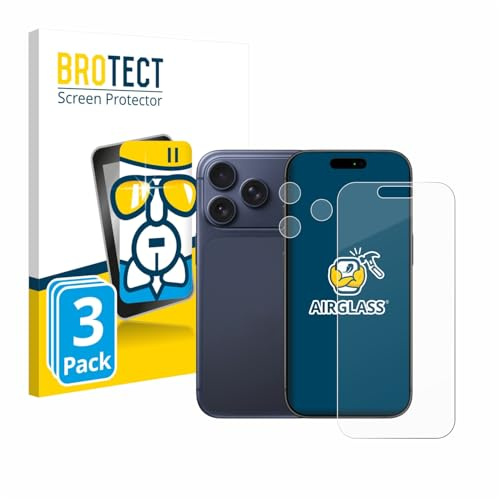 BROTECT Schutzglas für Apple iPhone 17 Pro | (Display+Kamera) 3 Stück Transparenter Displayschutz Made in Germany Schutzfolie Panzer Folie Glas 9H Einfache Montage Clear