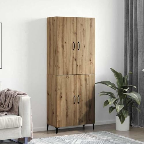 KTHLBRH Alacena 2 Stück Eichenholz Artisan freistehender Schrank Highboard mit vielseitigem Stauraum und modernem Design, 69,5 x 34 x 180 cm