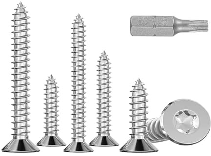 230 Piezas Tornillos Autoperforantes de Acero Inoxidable Cabeza Avellanada Torx para Proyectos DIY de Montaje en Madera y Metal - Acero Inoxidable 304, Múltiples Tamaños (M4x16/20/25/30/35)