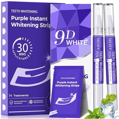 2 Stück Zahnaufhellung Stift und 14 Stück whitening strips,Zähne Aufhellen Komplettset,Zahnweiss Strips,Verleiht ein natürlich weißes Lächeln,bleaching zähne