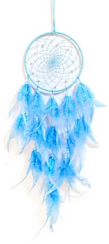 Blue Dream Catcher 16cm Handmade Dreamcatcher with Feathers – Boho Wall Hanging Ornament for Bedroom, Living Room & Window Decoration – Dream Catcher for Girls, Home Decor Gift