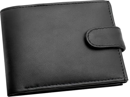 RAS Herren-Geldbörse mit RFID-Blocker aus weichem Echtleder, mit Reißverschluss-Münztasche und Ausweisfenster, schwarz 1 (Schwarz) - 94-BLK-RFID