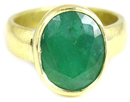 Jewelryonclick Damen Herren Unisex - Vergoldet Oval Green Natürlicher Smaragd