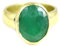 Jewelryonclick Damen Herren Unisex - Vergoldet Oval Green Natürlicher Smaragd
