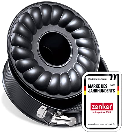 Zenker Molde repostería para bizcocho, dDesmontable 2 Fondos 26Cm, acero con revestimiento antiadherente Ilag, color negro, 1 ud.