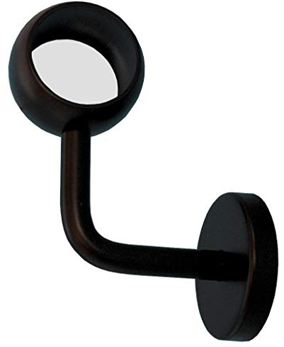TIBU Handlaufhalter Modell H Edelstahlhalter Schwarz pulverbeschichtet gewinkelt mit Kugelring Ø 42,4 mm