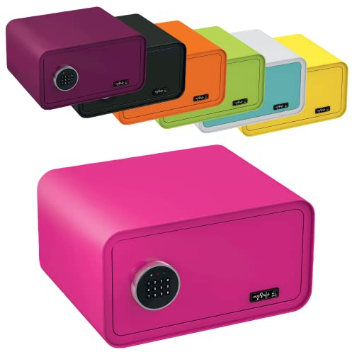 mySafe 430 Code | Elektronischer Tresor mit Zahlenschloss | 23x43x35cm | Design Safe | Möbeltresor | Stahltresor Doppelbolzenverriegelung | Alarm und Notschlüssel | Wand- Bodentresor | Farbe Pink