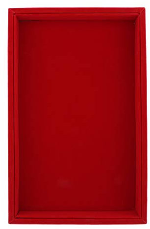 Hellery Eleganter Samt Stapelbar Schmuck Display Tablett Halskette Organizer - rot