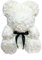 Xegendeiu Ours en Rose Artificielle Eternelle Rose en Mousse Ours Floral Cadeau Créatif Romantique pour Anniversaire Fêtes des Mères (Blanc, 40cm)