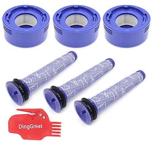 DingGreat 3 Pré Filtre et 3 Post-Moteur Filtre HEPA pour aspirateurs Dyson V7 V8, Remplacement Pièce de préfiltre 965661-01, post-filtre 967478-01
