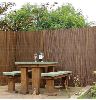 JARDIN202 - Cerramiento de Mimbre Natural Ecológico 80% Ocultación | Valla de Ocultación Decorativa Resistente | Rollo: 1'50 x 5 metros -