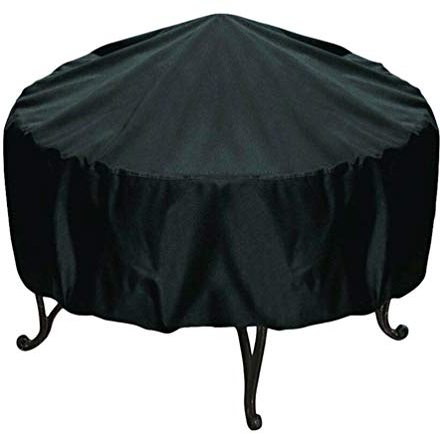 Yuanu Housse de Protection pour Brasero Rond Étanche Anti-UV Housse de Barbecue Respirant Tissu Oxford Extérieur Jardin Patio Couverture de Foyer pour Poêle Noir 120CM*75CM