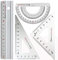 Metallo Architetti Scala Righello Impostato- Rodmaie 4 PCS Tecnico Tecnico Impostato, Matematica Geometria Attrezzo, Goniometro, Triangolare,righello 15 cm metallo (argento)