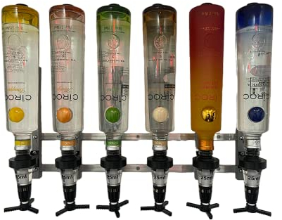 Chabrias Ltd Traditional 50ml 6 Bottle Optics For Spirits UK Made, Bar Optics, Shots Measure, Optics For Home Bar, Wall Bracket, Drinks Measures For Spirits, Spirit Dispenser, Outdoor Bar, Garden Bar