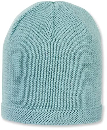 Sterntaler OCS Strickmütze - Klassische Babymütze aus Baumwollgarn (Bio) - Unisex Übergangsmütze ab Geburt - Basic Kopfbedeckung - Beanie Mütze einfarbig - Größe 45, Farbe eisgrün