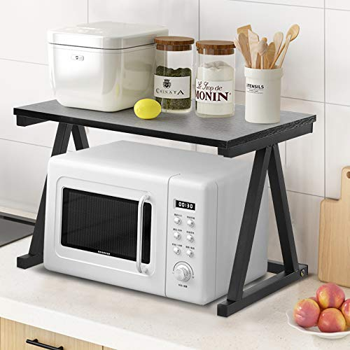 Ejoyous Estante para microondas Soporte de tubo cuadrado de 2 capas para horno de microondas, estantes de cocina organizador para almacenamiento de placas eléctricas tazas hervidor botellas 57 x 38 x