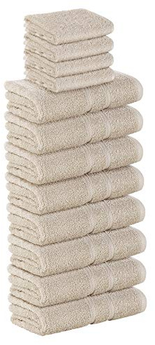 StickandShine 12 TLG. (4X Gästehandtuch / 8X Handtuch) in Sand/Premium Frottee Set aus 100% Baumwolle mit 500g/m² 12er Pack