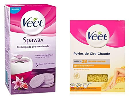 Veet - Lot de 1 Recharge Spawax Epilation à la Cire sans Bande - Figue Sucrée & Lys Violet - 1 Sachet de Perles de Cire Chaude à la Cire d'abeille 230 g