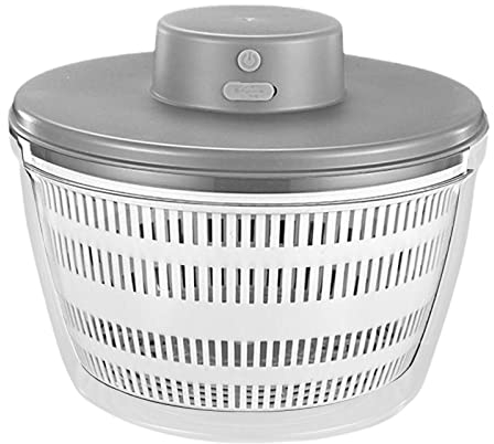 Folpus Spinner Eléctrico Recargable para Verduras, Secador de de Secado Rápido Automático, para Cocina, Lechuga, Producción de Cebolla, Ajo, Gris