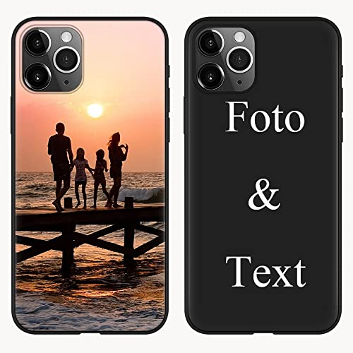 Yoedge Personalisierte Handyhülle für Apple iPhone 11 Pro Hülle Personalisiert 5,8, Schwarz Hülle mit Eigenem Foto Bedrucken Bild Text Individuelle Schutzhülle Selbst Gestalten für iPhone11 Pro