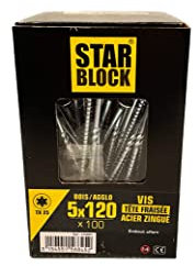 Vis bois/agglo Starblock Torx 5x120 100pcs