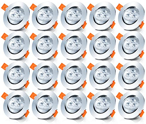 Daromigo 20er 3W LED Einbaustrahler, 230V Flach Bad Spot Ersetzt 30W Halogen, IP44 Einbauleuchten, Schwenkbar Deckenstrahler, 210lm Kaltweiß 6500k Deckenspots, Ø65 mm Lochbohrung