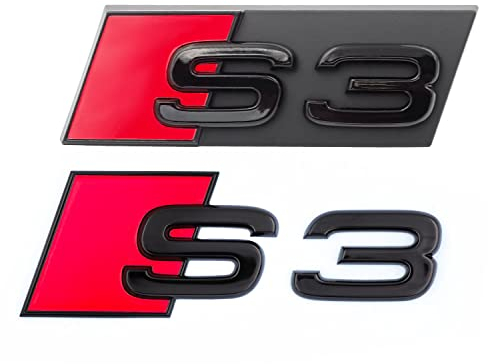Original Audi Schriftzug - für S3 und weitere Audi Modelle, Schwarz, Tuning Exclusive Black Edition, Schriftzug-Set für Heckklappe & Kühlergrill, Mehrere Audi Modelle, Schriftzugpaket, Selbstklebend