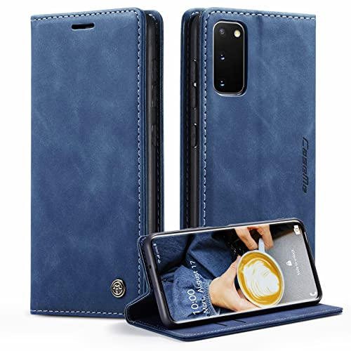 CaseMe Handyhülle für Samsung Galaxy S20 Hülle Premium Lederhülle Klappbar Flip Case Tasche Magnet Kartenfach Standfunktion Schutzhülle für Samsung Galaxy S20 6,2'' - Blau