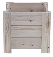 Madelea Macetero Cuadrado de Madera Natural Elche Cerrado 40x40x36 cm 30L Ideal para Interior Incluye Bolsa GEOTEXTIL