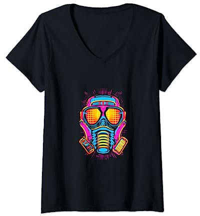 Damen Schnorchelmaske Schnorchel Tauchmaske Schnorchel Taucher Pop Art T-Shirt mit V-Ausschnitt