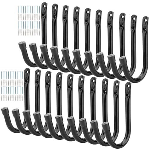 pipabiba Garagen-Aufbewahrungshaken, 20 Stück, robust, Wandmontage, J-Haken (14,5 cm x 8,8 cm)