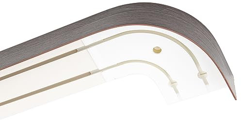 Garesa Gardinenschiene 2-läufig,Weiß I Vorhangschiene aus Kunststoff inkl. Gleiter I Vorgebohrt zur Deckenmontage I Mit Blende Farbe Wenge + Retoure I 300cm