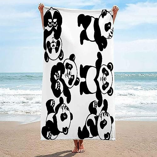 Strandtuch 3D Druck Cartoon-Tier-Panda Badetuch Für Kinder Pool Handtuch Kinder Badelaken Ultra Soft Super Absorbierende Haltbarkeit Strand Sauna Bad Gesichtstücher Teens Erwachsene XXL 200 X 20-1U4D