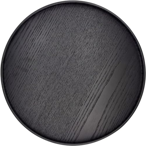 Gastro Tablett Rund Ø 30 cm, Serviertablett schwarz mit Anti Rutsch Beschichtung hoher, Rand Kellnertablett Kellner Gastro Tablett für Kaffee/Tee/Bar/Restaurant/Küche/Party/Server/Frühstückstablett