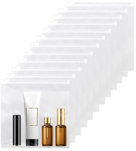 Lot de 12 Trousse Voyage Avion Cabine Transparente Femme 20x20cm Kit Scellé Trousse - Sachet Plastique Transparent par les Compagnies Aériennes - Pochettes Étanches et Réutilisables pour Contrôle