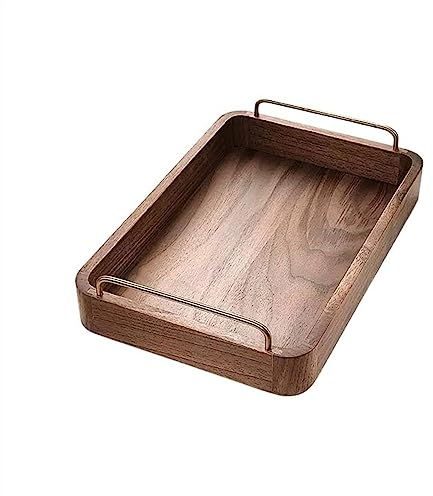 Bandeja Bandeja de vajilla de té de la Tarde de café for el hogar Bandeja de Almacenamiento Multifuncional Rectangular de Madera Bandejas para Servir (Size : S)