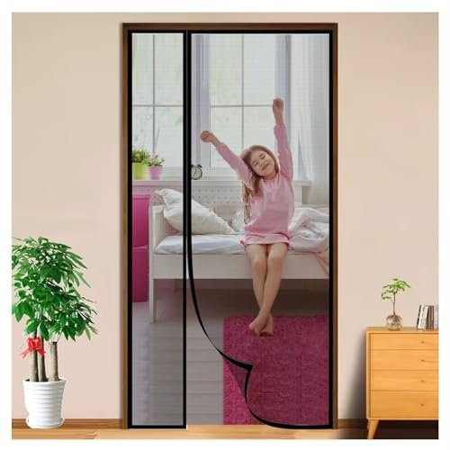 Zanzariera per Porte 115x230cm Zanzariera Magneti Rete Anti Zanzare per Porte e finestre,Rimovibile Resistente alle intemperie,per Chiesa,nero