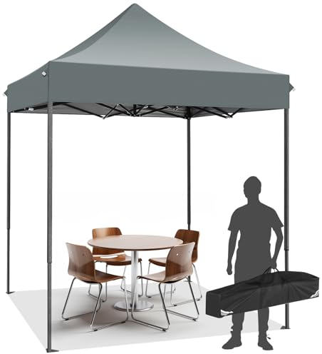 COBIZI Tente de Réception Pliante 2x2m Robuste sans Parois Latérales, Chapiteau de Fête Extérieur Commercial Facile à Monter, 3 Hauteurs Réglables avec Sac de Transport,Gris