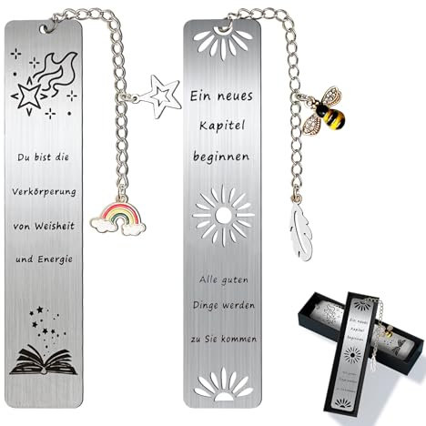 Juxtaposia Lesezeichen Set (Enthält zwei Lesezeichen mit verschiedenen Segenssprüchen), Lesezeichen Metall zum Markieren von Buchseiten, Lesezeichen Personalisierte sind das perfekte Geschenk für Lehr