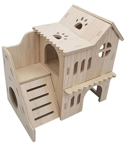 Générique Großes Haus für Hamster, Haus für Hamster mit Kletterleiter – Zubehör für zweistöckige Hamsterkäfige, vergrößertes Hamster-Dekorationsset aus für kleine Tiere