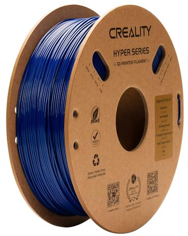 Creality Hyper PETG Filament 1.75 mm, Hochgeschwindigkeits PETG 30–600 mm/s 3D Drucker Filament PETG, Maßgenauigkeit ± 0.03 mm, Passend für die Meisten 3D-Drucker, 1 KG (2.2 lbs) Spule (Blau)