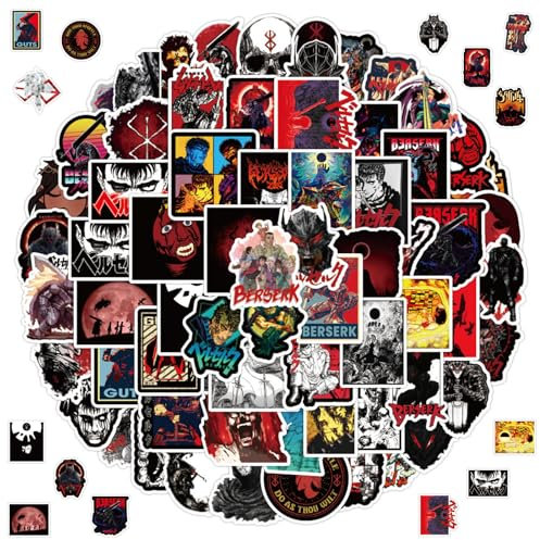 100 Stück Anime Berserk Stickers, Classic Anime Sticker Pack, Wasserdichte Anime Aufkleber, Cartoon Aufkleber, Anime Aufkleber Kinder, für Gepäck Laptop Skateboard Motorrad Fahrrad Scrapbook