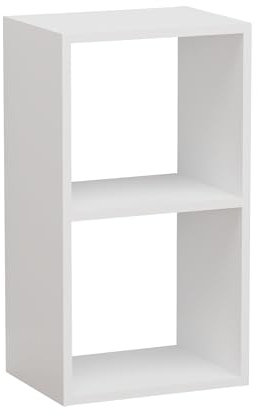 MARAND Bücherregal mit 2 Fächer - Stehendes Regal 30x40x72 cm für Wohnzimmer oder Kinderzimmer, Schmales Standregal zur Aufbewahrung - Holzwerkstoff in Matt Weiß