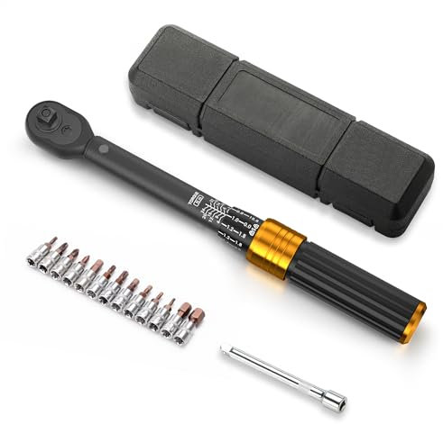 HENMI Drehmomentschlüssel Fahrrad 2-24 Nm, Drehmomentschlüssel 1/4 Zoll für Fahrrad & Motorrad, Torque Wrench Set mit 72 Zähne Ratsche, ±3% Fehlergenauigkeit, Inklusive 13 Bits & Verlängerungsstange